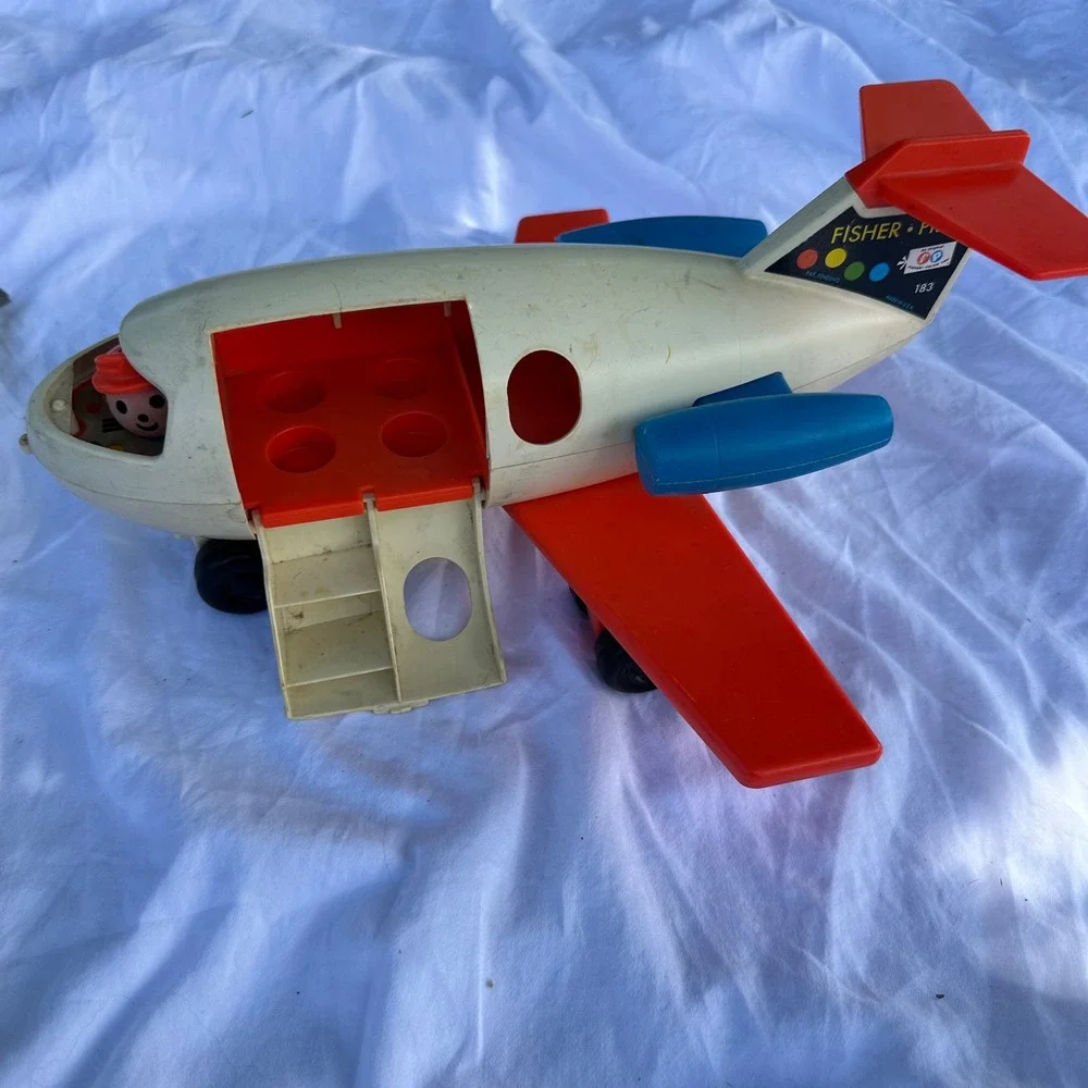 Fisher Price Fun Jet Toy Airplane Kids OS White Good Vintage 183 Little People